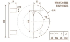 uchwyt meblowy WMN 470.MZB.006C półokrągły złoty mosiądz 10,2 cm. - obrazek 3